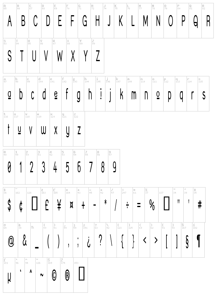 Street Corner font map